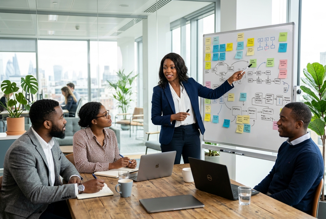 Business professionals collaborating
